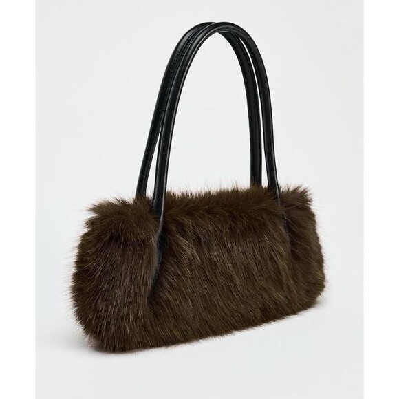 ZARA FAUX FUR SHOULDER BAG LIMITED EDITION WOMAN HANDBAG- BROWN 6233/510 - Picture 2 of 16